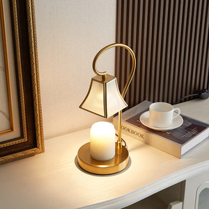 New Style Nordic Style Glass Metal Aroma Wax &amp; Essential <strong>Oil</strong> Melting <strong>Lamp</strong> with Timer-Based Dimming for Bedroom Table Atmosphere - Product Image 3