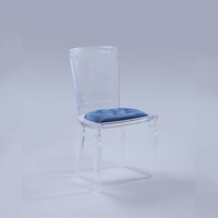 Chaise de mariage en acrylique transparent de luxe siège de banquet transparent en cristal avec coussin pour hôtel, fête, événement, maison
