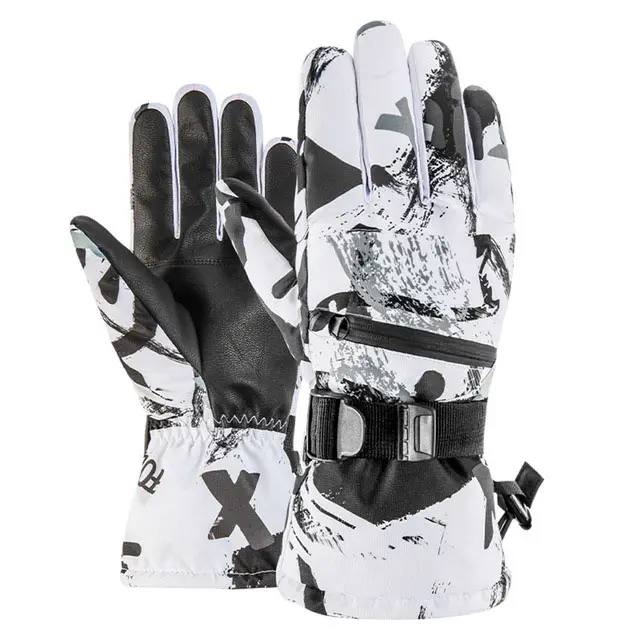 Outdoor Sports Skiing Gloves Cotton Polyester Waterproof Snow Warm Gloves Five Fingers Touch Screen Winter Gloves