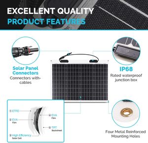 Panneaux solaires flexibles en gros d'usine 50W ultra-flexibles pliables mono pour chargeur hors réseau certifiés CE TUV 22% d'efficacité marine - Product Image 4