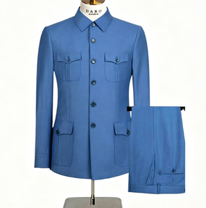 Completo da Uomo Cinese a 2 Pezzi Zhongshan: Abito da Cerimonia, Matrimonio, Business, Formale, <span class=keywords><strong>per</strong></span> Feste e Balli, <span class=keywords><strong>Abbigliamento</strong></span> <span class=keywords><strong>Safari</strong></span> di Alta Qualità - Product Image 4