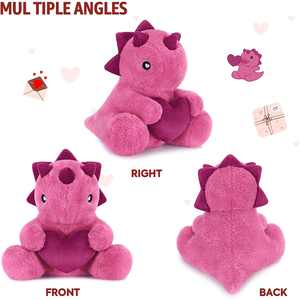 Peluche <span class=keywords><strong>Dinosauro</strong></span> Triceratopo Amorevole con Occhi a Forma di Cuore <span class=keywords><strong>Rosa</strong></span>, Regalo Romantico e Dolce, <span class=keywords><strong>Dinosauro</strong></span> Imbottito da 12 Pollici - Product Image 2