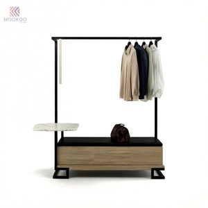 Banco <span class=keywords><strong>de</strong></span> Almacenamiento Multifuncional para Entrada, Estante <span class=keywords><strong>de</strong></span> Metal y Madera, Mesa Consola, Barra Colgante, Perchero Moderno para Recibidor - Product Image 4