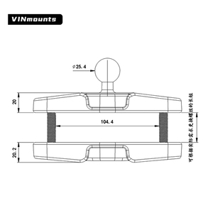VINmounts Aluminum 1 inch Square Post Clamp Ball Base Mount 1'' Square pole rail tube clamp mount VIN-CD-CCB02-1 - Product Image 3