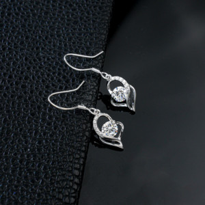 925 silver cultivated diamond elegant silver <b>hook</b> pendant <b>earrings</b> - Product Image 5