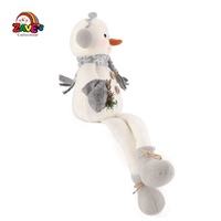 Zaves Bonhomme de neige de style classique pour Noël Figure assise à longues jambes avec chapeau de fourrure Visage rond mignon pour la décoration de la maison