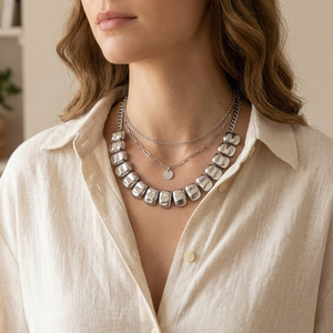 Women's Stainless Steel Geometric Necklace <b>Bracelet</b> <b>Set</b> Party Fashion Jewelry - Product Image 4