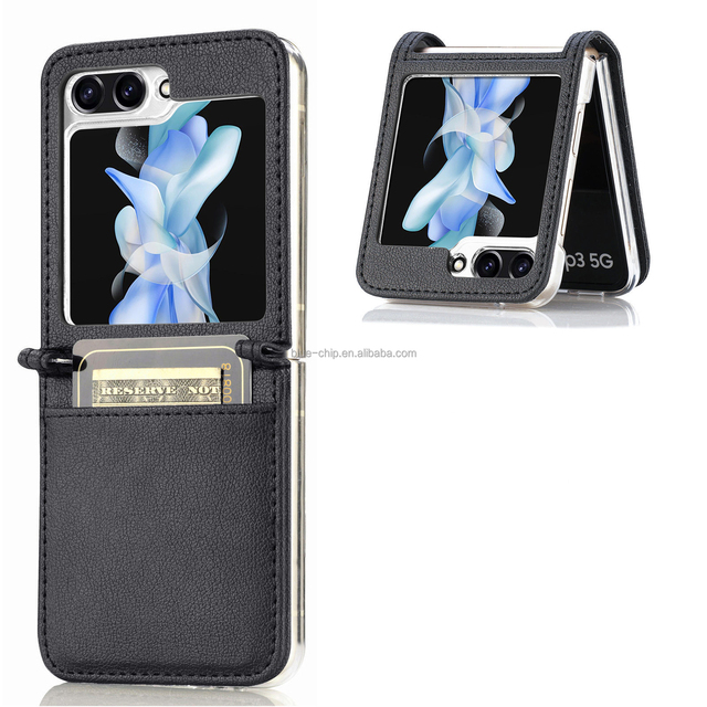 Expensive Strong Charm Flat Back Inlay Blank Wallet Western Leather Pink Fold Smart Phone Case for Samsung Z Flip3/4/5