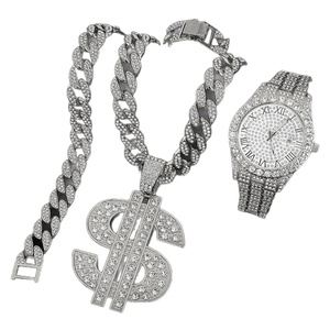 Collar con Colgante de Moda Hip Hop Europeo-Americano, Cadena Cubana con Dólares Incrustados de Diamantes, Accesorio Genial para Baile Urbano y Discoteca - Product Image 5