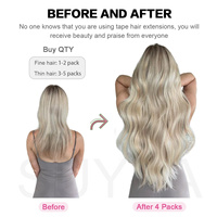Extensions de cheveux humains vierges de haute qualité, 100% cheveux humains, double épaisseur, sans couture, extensions adhésives russes.