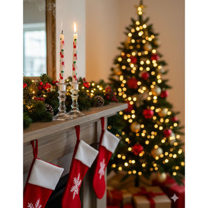 Bougies décoratives coniques faites à la main à motif cerise pour Noël, la Saint-Valentin et les anniversaires (lot de 2) - Product Image 1