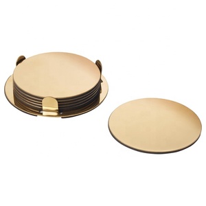 Factory Price Gold Brushed Laser Logo Metal Coasters