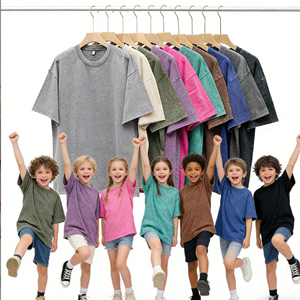 เสื้อยืดโอเวอร์ไซส์วินเทจสำหรับเด็กผู้หญิงและเด็กผู้ชาย น้ำหนัก 230 กรัม ทรงหลวม ไหล่ตก แขนสั้น ผ้าฝ้ายฟอก ย้อนยุค สไตล์ดิสเทรส ขายส่ง - Product Image 2