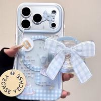 Coque de téléphone Hanfeng motif bleu en forme de nœud, compatible avec iPhone 15, iPhone 16, Promax, nouveaux modèles 13 pour femmes, 14