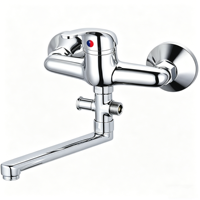 Robinet de bain mural de style moderne en chrome poli à levier unique avec long bec pour appartement