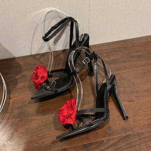 Chaussures à talon pour femmes, escarpins style rose fleur denim, talon haut pour femmes - Product Image 4