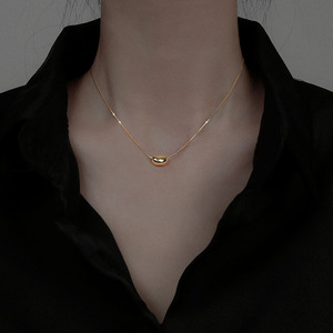 Love Beans Pendant Necklace Silver Gold Minimalist Clavicle Chain Everyday Wear - Product Image 3