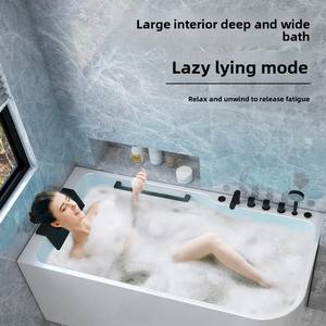 Baignoire autoportante en acrylique blanche de style moderne, baignoire indépendante pour la maison et l'hôtel - Product Image 6