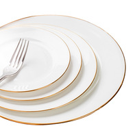 Ventes en gros d'usine Assiettes à dîner en porcelaine blanche bon marché Ensemble de vaisselle pour hôtel Restaurant Mariage