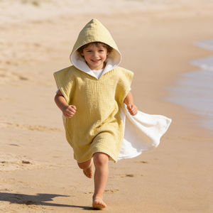 <span class=keywords><strong>Poncho</strong></span> <span class=keywords><strong>de</strong></span> serviette <span class=keywords><strong>de</strong></span> bain pour enfants en <span class=keywords><strong>gaze</strong></span> <span class=keywords><strong>de</strong></span> couleur unie design personnalisé Serviette <span class=keywords><strong>de</strong></span> plage pour bébé en crêpe éponge 100% <span class=keywords><strong>coton</strong></span> - Product Image 3