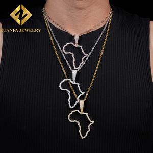 Nuevos Colgantes de Moda con Diseño de Mapa Personalizado, Joyería de Plata de Ley 925, Colgantes de Mapa de África con Diamantes de Moissanita Estilo Hip Hop, Diseño Hueco - Product Image 5