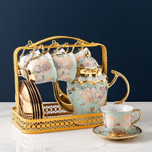 Ensemble de tasses à thé de luxe en céramique, Style européen, anglais, turque, en <span class=keywords><strong>or</strong></span>, Style européen, arabe - Product Image 6