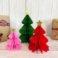 Décoration de Noël en papier nid d'abeille, arbre de Noël en papier 3D, centre de table, décoration suspendue pour Noël