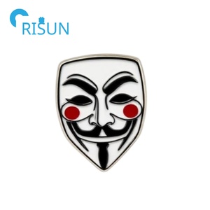 Fabricación de pines metálicos para máscaras faciales, insignias personalizadas, pin de solapa de esmalte con máscara de Guy Fawkes, broche con máscara de Guy Fawkes - Product Image 5
