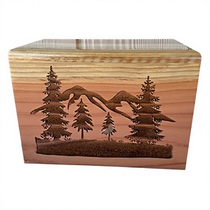 Urne de crémation en bois Urne adulte pour cendres humaines Urne des arbres de vie en séquoia de montagne avec sac de velours gratuit - Product Image 1
