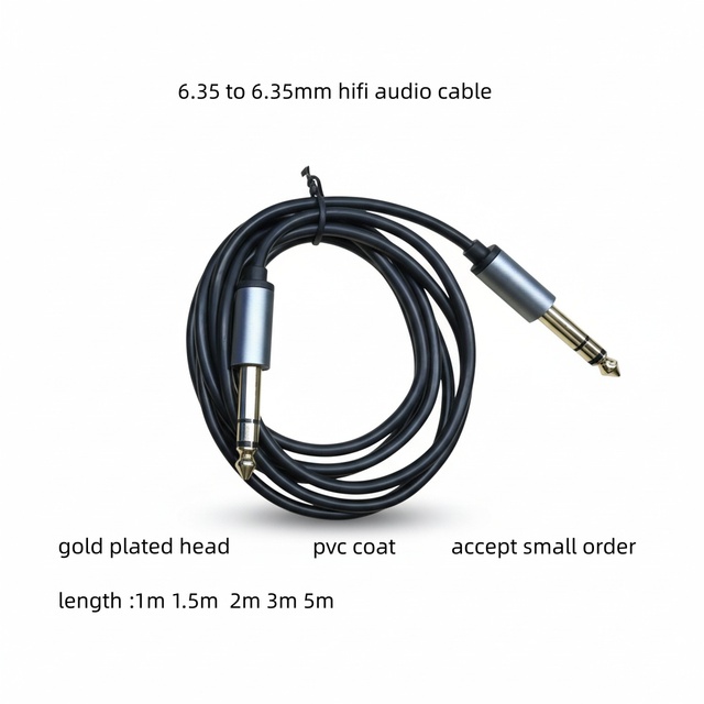 1M 6.35mm Gold Plated OFC Braid Shielding Hifi Audio Cable for Amplifier Mixer Microphone Speaker Car