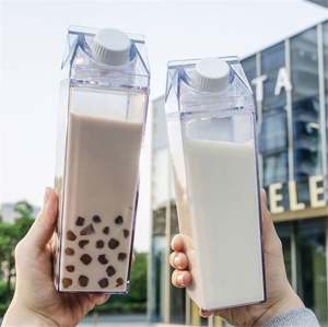 New BPA Free 500Ml 1000Ml Cute Plastic Transparent <b>Clear</b> Milk Carton <b>Water</b> <b>Bottles</b> Reusable Square Shape Plastic <b>Water</b> <b>Bottles</b> - Product Image 2