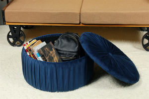 Bailey Furniture Gris Tissu Empilable Jouet Tissu Organisateur Cube Rond Ottoman Boîte De Rangement avec Couvercle - Product Image 3