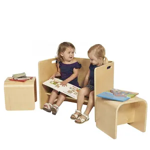 MultiFunctional children reading school tables and chairs wooden furniture set study kids table and chairs