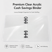 Protège-cahier A6 en acrylique noir mat pour carnet de bord, avec 6 anneaux métalliques ronds dorés ou argentés et intercalaires en acrylique pour la gestion budgétaire