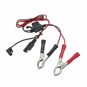 12V Battery Copper Alligator Clip to SAE extension Battery Cable with Fuse holder