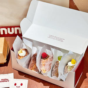 Boîtes à donuts en carton biodégradable écologiques recyclables avec logo personnalisé, séparateurs pour boulangerie, gâteaux, macarons, emballage cadeau - Product Image 4