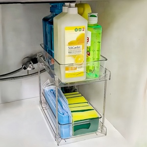 Standing Kitchen Plastic Clutter <strong>Organizer</strong> Put Out Under Sink Drawer 2 Tier Rack <strong>Bath</strong> Room Storage Stands - Product Image 3