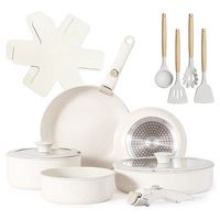 Ensemble de 17 casseroles et poêles de cuisine avec poignées amovibles pour camping-car, appartement et famille saine