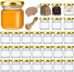 Barato al por mayor lindo embalaje de vidrio redondo Mini almacenamiento miel mermelada 1oz 30ml tarro
