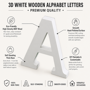 Free Standing White DIY Pastoral Style Engraved English Alphabet Letters Wedding Home Wall Signs &amp; Shooting Props - Product Image 2