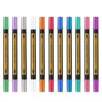 Marqueur acrylique métallique double tête DIY, séchage rapide, étanche, pointe rigide, stylo haute luminosité, écriture double face pour l'art
