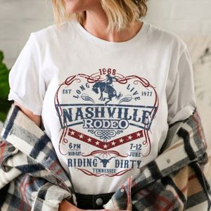 Camiseta con estampado gráfico Nashville Rodeo Western, camisetas con estampado vintage de verano para mujer - Product Image 1