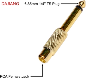 Dajiang của nhà sản xuất mạ Vàng 6.35mm <span class=keywords><strong>1</strong></span>/<span class=keywords><strong>4</strong></span> \ "TS cắm để RCA nữ âm thanh <span class=keywords><strong>Adapter</strong></span> chuyển đổi cắm DC đầu ra Jack <span class=keywords><strong>Adapter</strong></span> - Product Image 5