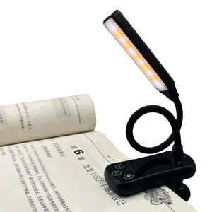 Suporte de clipe para livro de música com impressão personalizada, lâmpada de marcador para notebook, livro de mesa, luz de leitura pequena preta com recarregável para livro