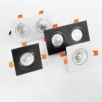 Jpungsun Plafonnier LED encastré carré à tête simple ou double 5W 7W 9W 12W 15W, spots LED orientables