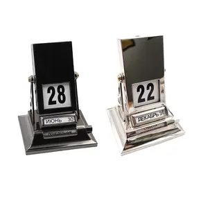 Best Selling Items New Arts Metal Crafts Sliver Turning Metal Calendar Perpetual Desktop 2024 Custom Metal Desk 3D Calendar