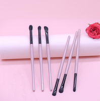 Ensemble professionnel de pinceaux de maquillage pour les yeux, poils doux d'animaux (poils de poney), 5 pièces, pinceau éventail, pinceau à paupières, crayon à sourcils, eye-liner pour le visage
