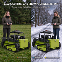 Tondeuse à fléaux industrielle tout-terrain télécommandée robuste pour la coupe de l'herbe sur les pentes montagneuses avec pelle à neige