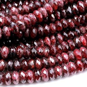 ลูกปัดพลอยโกเมนสีแดงเจียระไนแบบเหลี่ยมเพชรพลอยหลวมลูกปัดหินธรรมชาติ - Product Image 3