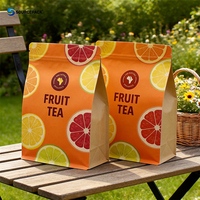 Sachets d'emballage alimentaire en papier kraft à fond plat, imprimés sur mesure, écologiques, refermables, pour biscuits au thé et aux noix